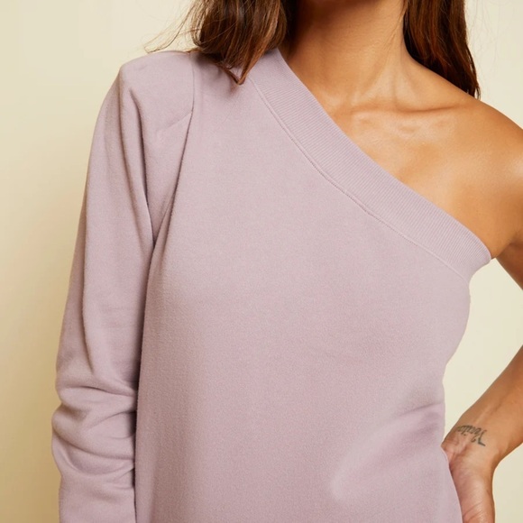 NWT NATION LTD Purple Alaia One Shoulder Sweatshirt in Hopeless Romantic - Picture 4 of 7